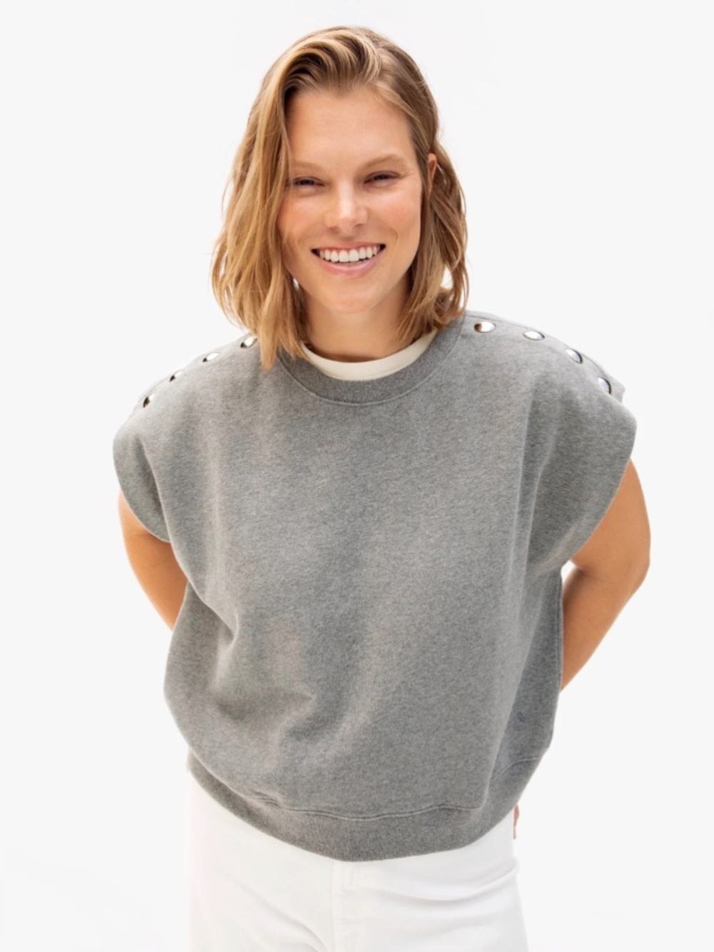 Clare V. Le Vest in Grey Melange w/ Studs